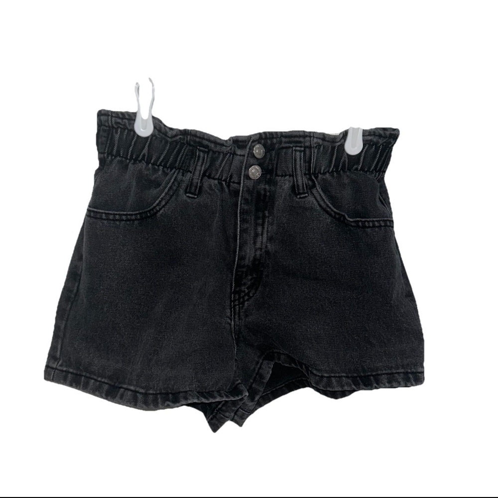Forever 21 Black Paperbag Denim High-Rise Shorts